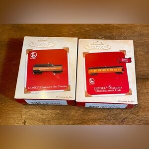 💥[Hallmark] Lionel Daylight Oil Tender & Daylight Observation Car Ornaments💥